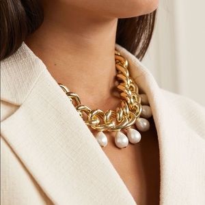 NWT ROSANTICA Canasta Gold-tone Pearl Necklace